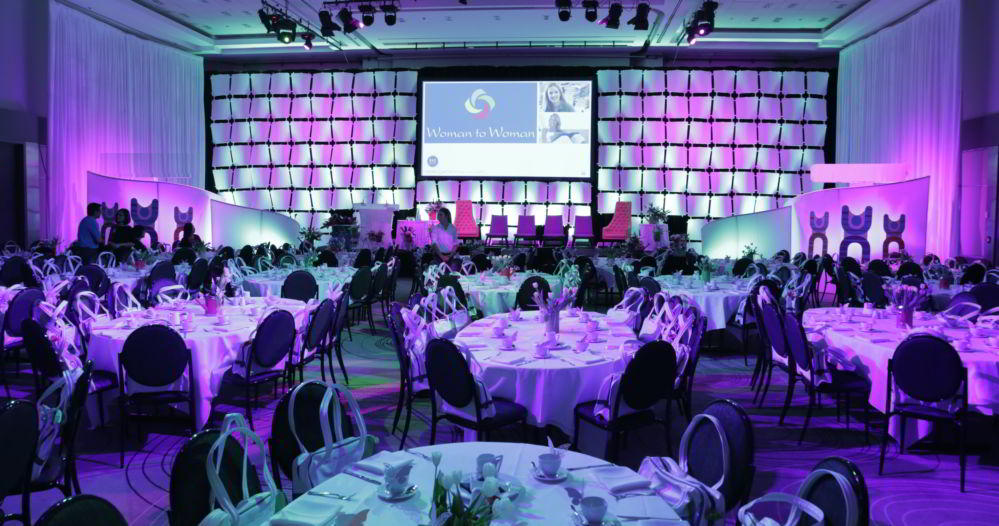 Corporate event with modern AV setup